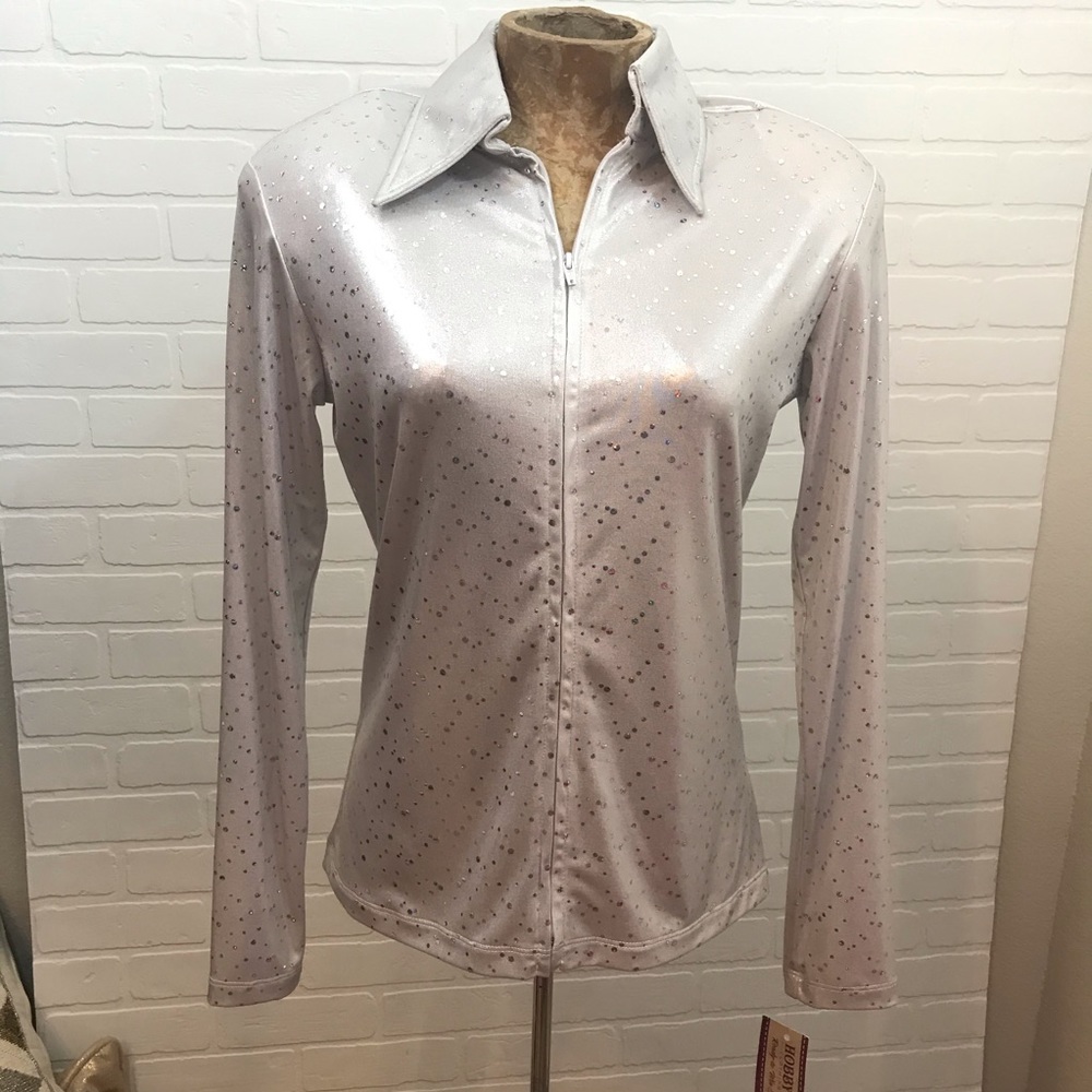 NWT Hobby Horse Reindance White Blouse Sz M Silver